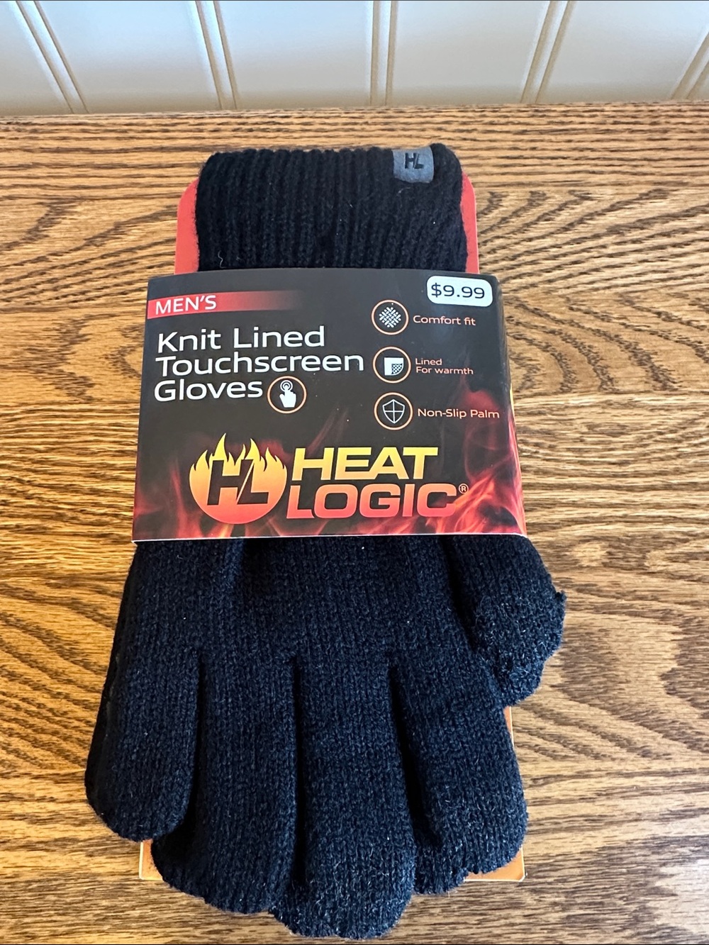 Men's Knit Lined Touchscreen Gloves - Black